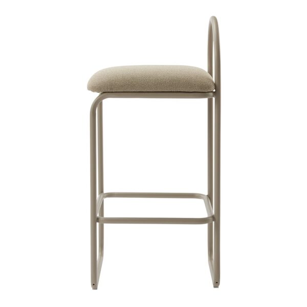 Studio lighting, white background, perspective view of a stool