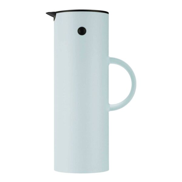 Classic vacuum jug from Stelton is made of ABS plastic with a glass insert in soft ice blue.