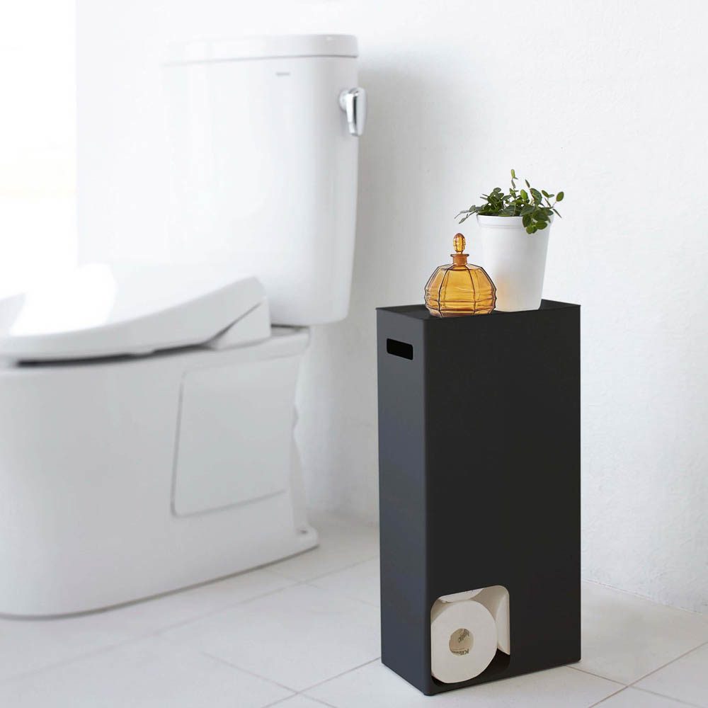 Yamazaki Tower Toilet Paper Stand with Tray - Black