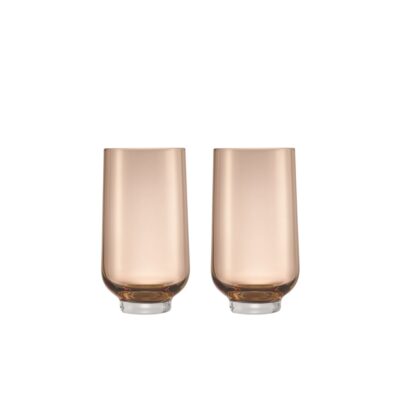 Two tall, cylindrical-shaped glass tumblers