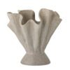 A packshot of beautiful sculptural shape and wavy look of Plier stoneware vase by Bloomingville