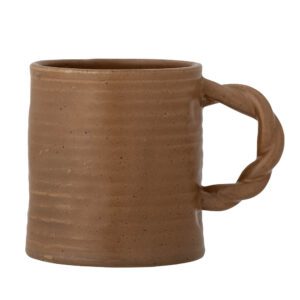 A packshot of Reanna mug with a braided handle in brown made from stoneware.