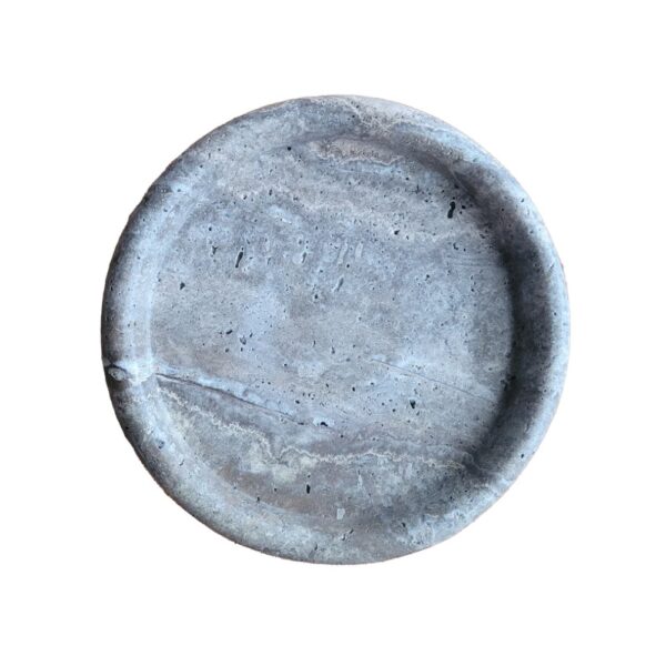 BEHR & CO Round Stone Tray, Silver Travertine