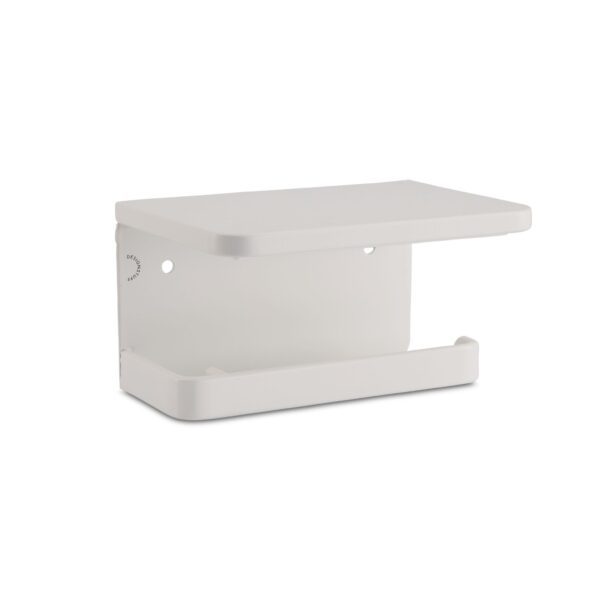 DESIGNSTUFF Toilet Roll Holder w/ Shelf Single, White