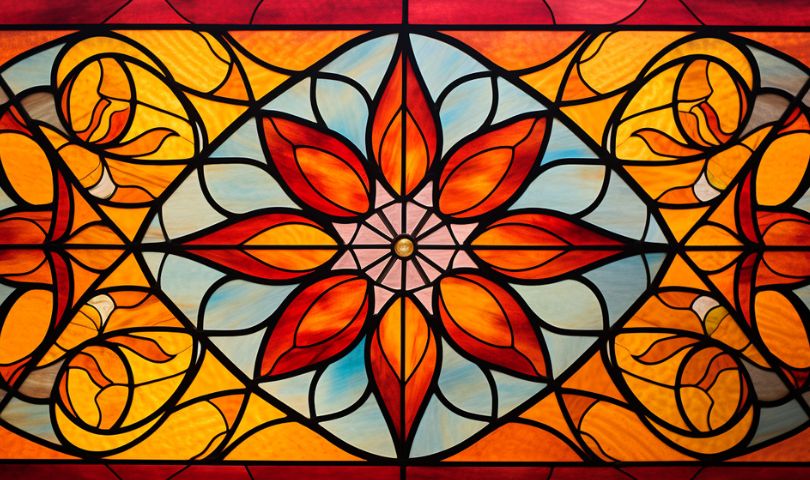 a photo of stained glass in a flower pattern