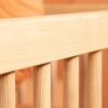 Studio lighting, detailed perspective view of a kids' wooden bed frame.