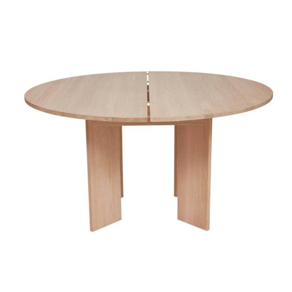 A packshot of round Kotai dining table is a beautiful piece in any room, made of solid, white-pigmented oak.