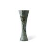 A packshot of versatile palm vase and a candle holder made from icy jade marble.