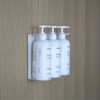 DESIGNSTUFF Lockable Triple Soap Dispenser Holder for 500ml pump bottles like Saebe by DESIGNSTUFF, AESOP and more.