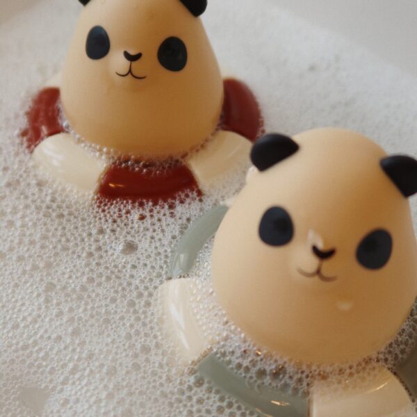 KONGES SLØJD Bath Toy, Swim Ring Panda and Jug (to Rinse), Almond Mix