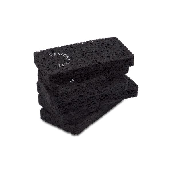 DESIGNSTUFF Compressed Cellulose Sponge, Black (Set of 6)