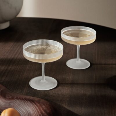 ferm LIVING Ripple Champagne Saucers, Frosted (Set of 2)