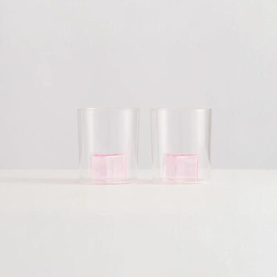 MAISON BALZAC Pink Ice Gobelets, Clear/Pink (Set of 2)